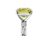 White gold Fancy Yellow Asscher  Solitaire Diamond Ring with Channel-Set Baguette Band and Four-Prong Setting_22
