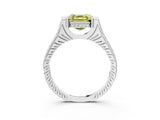 White gold Fancy Yellow Asscher  Solitaire Diamond Ring with Channel Set Band and Bezel Prong Setting_59