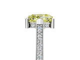 White gold Fancy Yellow Asscher  Solitaire Diamond Ring with Channel Set Band and Bezel Prong Setting_61