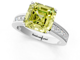 White gold Fancy Yellow Asscher  Solitaire Diamond Ring with Channel-Set Band and Four-Prong Setting_21
