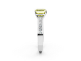 White gold Fancy Yellow Asscher  Solitaire Diamond Ring with Channel-Set Band and Four-Prong Setting_21