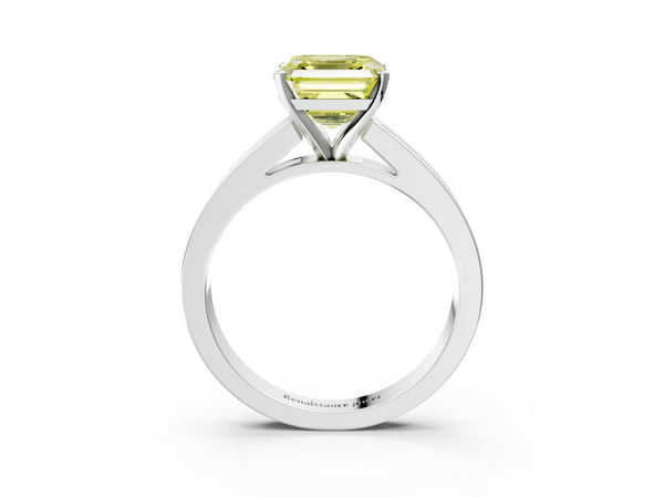 Platinum Asscher Cut Channel Set Solitaire Engagement Ring Setting for Fancy Yellow Center