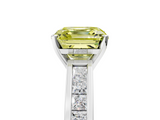 White gold Fancy Yellow Asscher  Solitaire Diamond Ring with Channel-Set Band and Four-Prong Setting_24