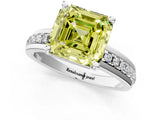 White gold Fancy Yellow Asscher  Solitaire Diamond Ring with Channel Set Band and Six-Prong Setting_47