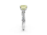 White gold Fancy Yellow Asscher  Solitaire Diamond Ring with Channel Set Band and Six-Prong Setting_48