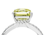 White gold Fancy Yellow Asscher  Solitaire Diamond Ring with Channel Set Band and Six-Prong Setting_50