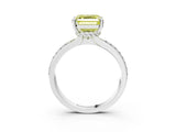 White gold Fancy Yellow Asscher  Solitaire Diamond Ring with Channel Set Band and Six-Prong Setting_50