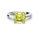 White gold Fancy Yellow Asscher  Solitaire Diamond Ring with Four-Prong Setting and Classic Band_19