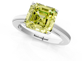 White gold Fancy Yellow Asscher  Solitaire Diamond Ring with Four-Prong Setting and Classic Band_20