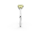 White gold Fancy Yellow Asscher  Solitaire Diamond Ring with Four-Prong Setting and Classic Band_22