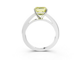 White gold Fancy Yellow Asscher  Solitaire Diamond Ring with Four-Prong Setting and Classic Band_23