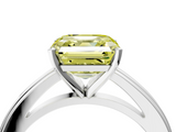 White gold Fancy Yellow Asscher  Solitaire Diamond Ring with Four-Prong Setting and Classic Band_24