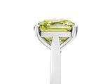 White gold Fancy Yellow Asscher  Solitaire Diamond Ring with Four-Prong Setting and Tapered Band 1