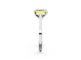 White gold Fancy Yellow Asscher  Solitaire Diamond Ring with Four-Prong Setting and Tapered Band 4