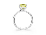 White gold Fancy Yellow Asscher  Solitaire Diamond Ring with Four-Prong Setting on a Plain Band_23