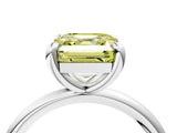 White gold Fancy Yellow Asscher  Solitaire Diamond Ring with Four-Prong Setting on a Plain Band_24
