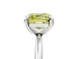 White gold Fancy Yellow Asscher  Solitaire Diamond Ring with Four-Prong Setting on a Plain Band_25
