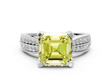 White gold Fancy Yellow Asscher  Solitaire Diamond Ring with Milgrain Pavé Band and Four-Prong Setting_54