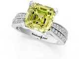 White gold Fancy Yellow Asscher  Solitaire Diamond Ring with Milgrain Pavé Band and Four-Prong Setting_55