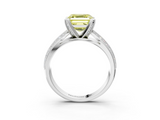 White gold Fancy Yellow Asscher  Solitaire Diamond Ring with Milgrain Pavé Band and Four-Prong Setting_56