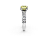White gold Fancy Yellow Asscher  Solitaire Diamond Ring with Milgrain Pavé Band and Four-Prong Setting_56