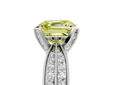 White gold Fancy Yellow Asscher  Solitaire Diamond Ring with Milgrain Pavé Band and Four-Prong Setting_59