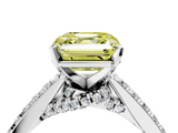 White gold Fancy Yellow Asscher  Solitaire Diamond Ring with Pavé Band and Four-Prong Setting_4
