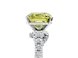 White gold Fancy Yellow Asscher  Solitaire Diamond Ring with Pavé Band and Four-Prong Setting_5