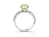 White gold Fancy Yellow Asscher  Solitaire Diamond Ring with Pave Band and Four-Prong Setting_20