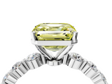 White gold Fancy Yellow Asscher  Solitaire Diamond Ring with Pave Band and Four-Prong Setting_21