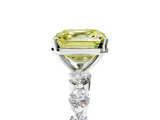 White gold Fancy Yellow Asscher  Solitaire Diamond Ring with Pave Band and Four-Prong Setting_22