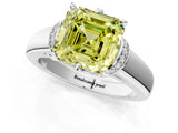 White gold Fancy Yellow Asscher  Solitaire Diamond Ring with Pave Band and Six-Prong Setting_65