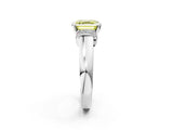 White gold Fancy Yellow Asscher  Solitaire Diamond Ring with Pave Band and Six-Prong Setting_66