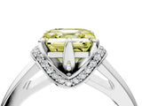 White gold Fancy Yellow Asscher  Solitaire Diamond Ring with Pave Band and Six-Prong Setting_68