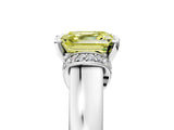 White gold Fancy Yellow Asscher  Solitaire Diamond Ring with Pave Band and Six-Prong Setting_69