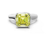 White gold Fancy Yellow Asscher  Solitaire Diamond Ring with Six-Prong Cathedral Setting_32