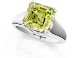 White gold Fancy Yellow Asscher  Solitaire Diamond Ring with Six-Prong Cathedral Setting_33