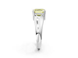 White gold Fancy Yellow Asscher  Solitaire Diamond Ring with Six-Prong Cathedral Setting_34