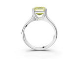 White gold Fancy Yellow Asscher  Solitaire Diamond Ring with Six-Prong Cathedral Setting_35