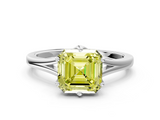White gold Fancy Yellow Asscher  Solitaire Diamond Ring with Six-Prong Setting and Tapered Band_17