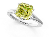 White gold Fancy Yellow Asscher  Solitaire Diamond Ring with Six-Prong Setting and Tapered Band_18