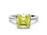 White gold Fancy Yellow Asscher  Solitaire Diamond Ring with Six-Prong Setting on a Classic Band_37