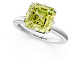 White gold Fancy Yellow Asscher  Solitaire Diamond Ring with Six-Prong Setting on a Classic Band_38