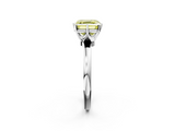 White gold Fancy Yellow Asscher  Solitaire Diamond Ring with Six-Prong Setting on a Classic Band_38