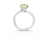White gold Fancy Yellow Asscher  Solitaire Diamond Ring with Six-Prong Setting on a Classic Band_40