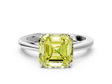White gold Fancy Yellow Asscher  Solitaire Diamond Ring with Split Shank and Four-Prong Setting_37
