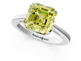 White gold Fancy Yellow Asscher  Solitaire Diamond Ring with Split Shank and Four-Prong Setting_38