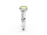 White gold Fancy Yellow Asscher  Solitaire Diamond Ring with Split Shank and Prong Setting_2