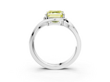 White gold Fancy Yellow Asscher  Solitaire Diamond Ring with Split Shank and Prong Setting_3