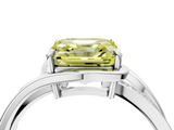 White gold Fancy Yellow Asscher  Solitaire Diamond Ring with Split Shank and Prong Setting_4